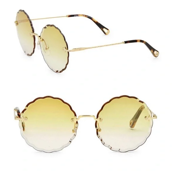 Chloe Gold Yellow Scalloped Rimless Sunglasses NWT Chloe | Accessories | Chloe Gold Yellow Scalloped Rimless  main image 3